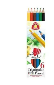 Színes zsírkréták, natúr, 6 db, háromszögletű, maxi, ICO